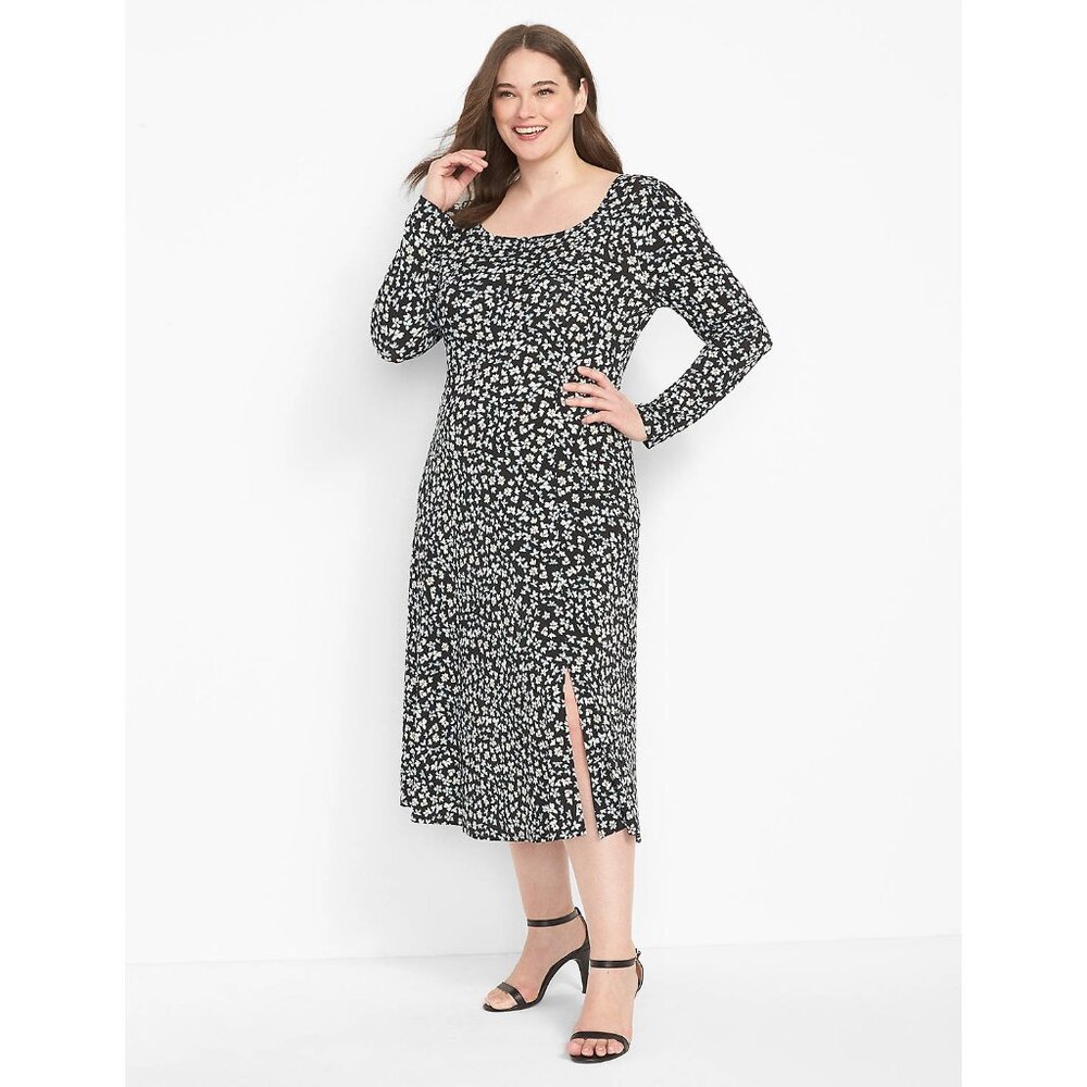 Size 14/16 1X TINY FLORAL PRINT STRETCH MIDI DRESS Cottagecore Western PLUS SIZE